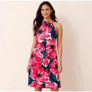 Trina Turk Floral Halter Neck‎ Sheath Dress Pink Size 6 Spring Resort Vacation